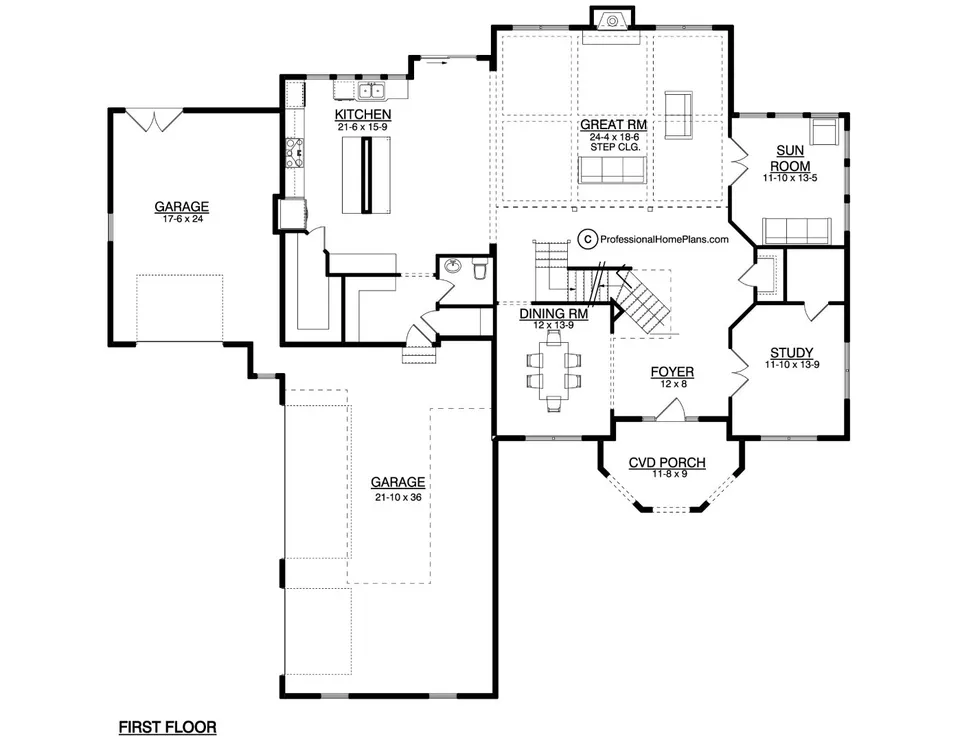 The Chanterelle main level floor plan